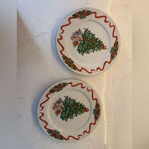 HOLLY RIBBON by Tabletops Unlimited Christmas trees Plate set of 2 plates
